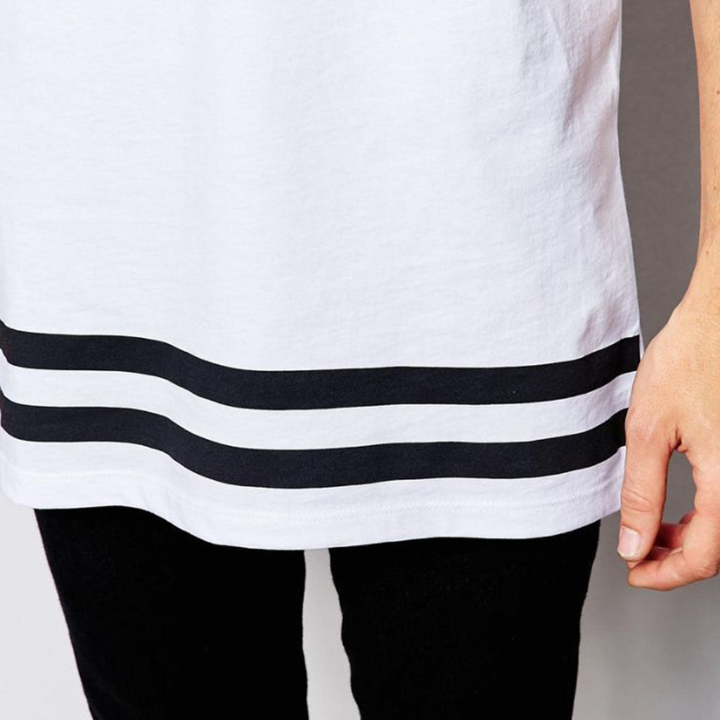 Printed Striped T-Shirts Short Sleeve Round Neck