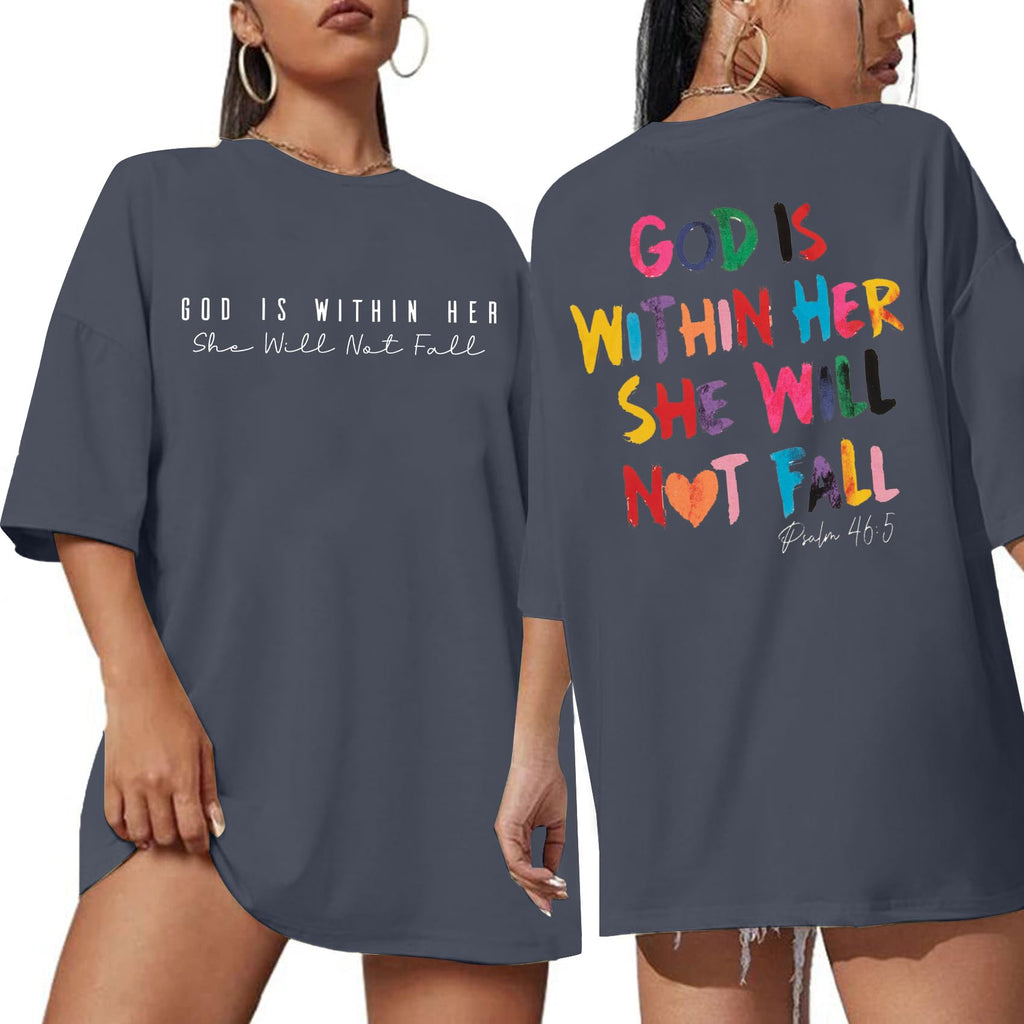 Oversized Christian Shirts for Women Faith Graphic Tee