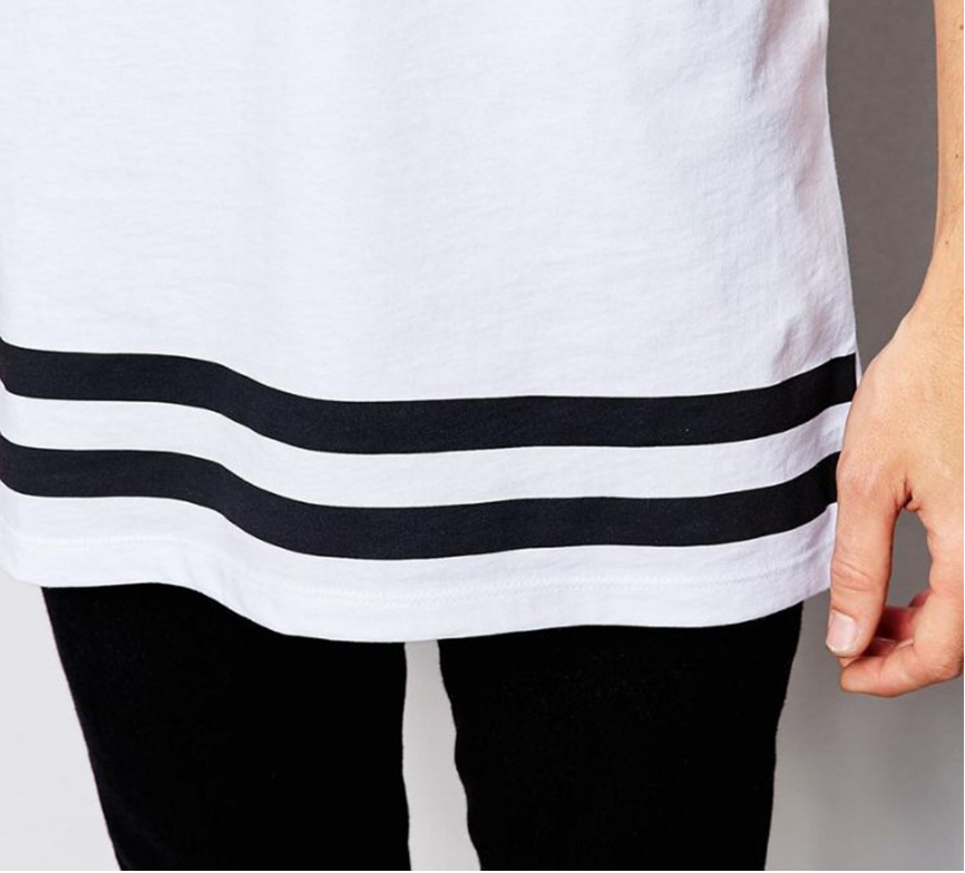 Printed Striped T-Shirts Short Sleeve Round Neck