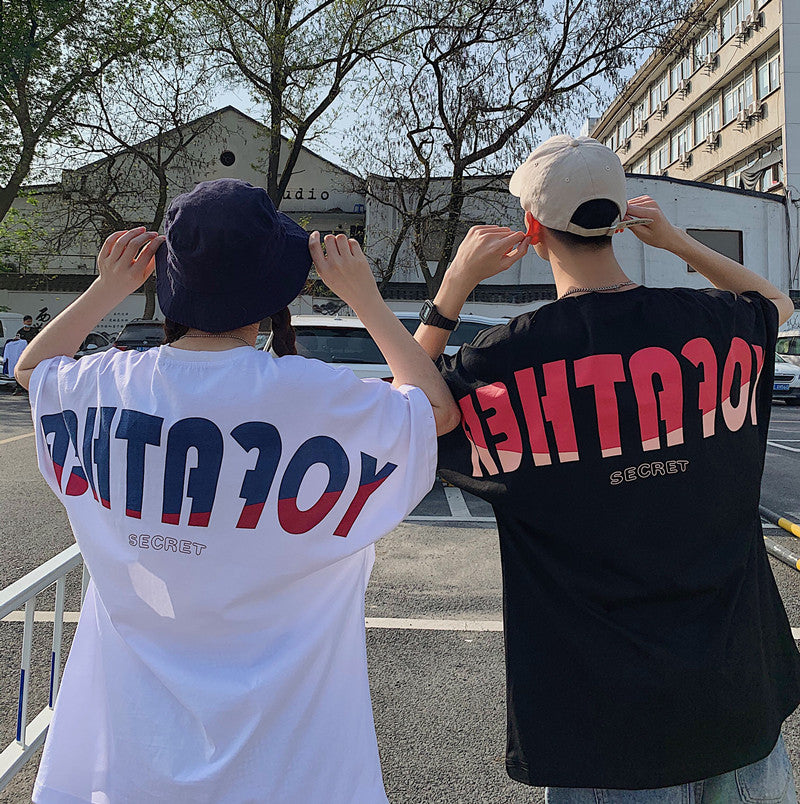Men's Casual Couple T-Shirts Letter Print Summer Tee
