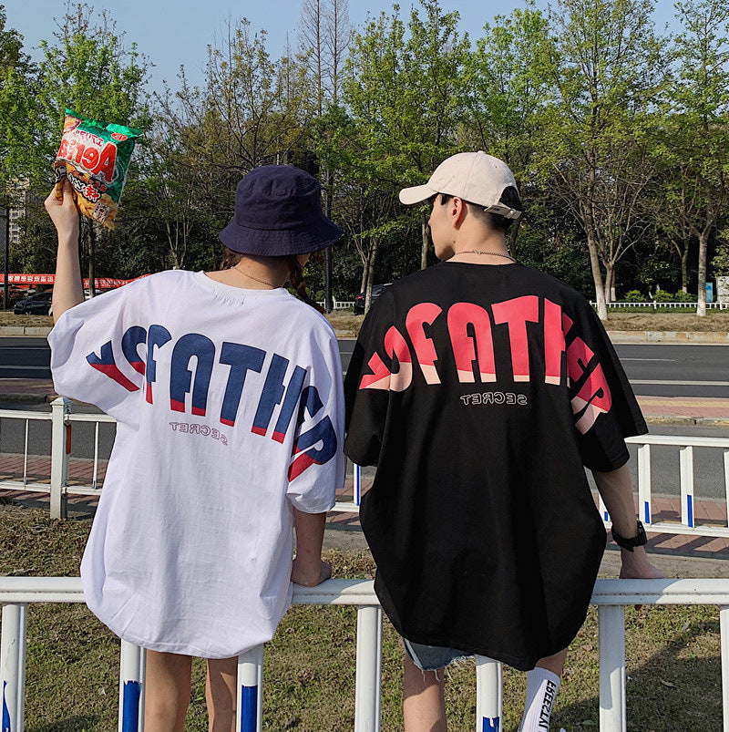 Men's Casual Couple T-Shirts Letter Print Summer Tee