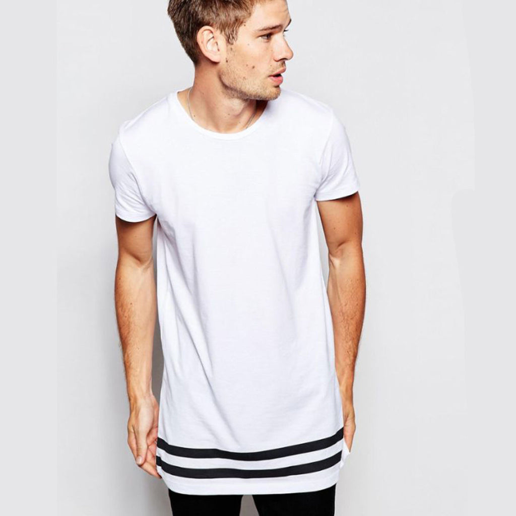 Printed Striped T-Shirts Short Sleeve Round Neck
