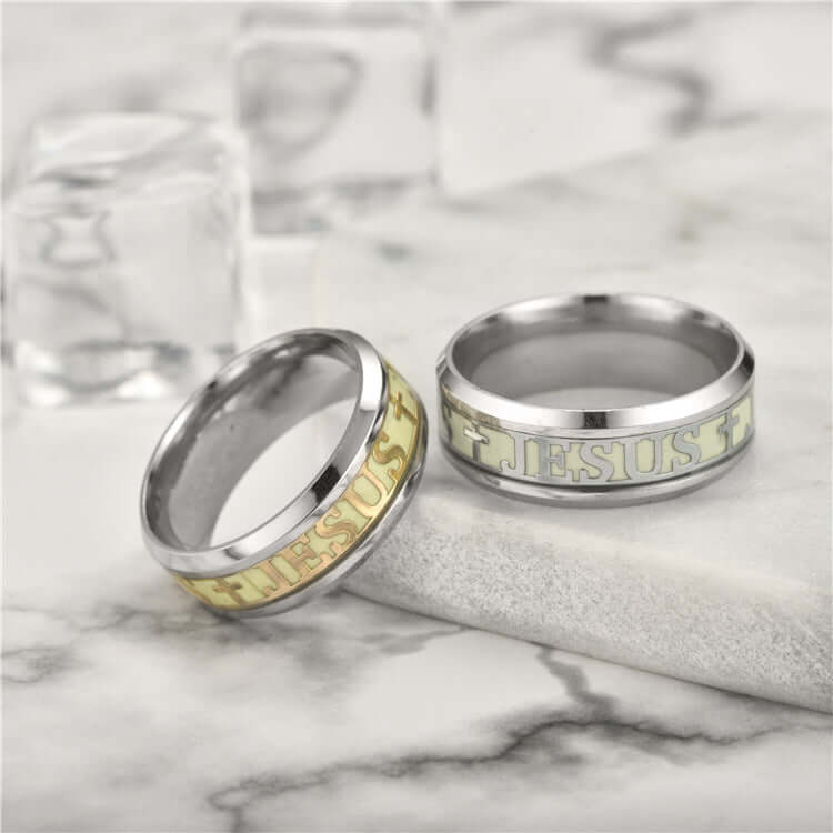 Glow in the Dark Christian Jesus Ring for Men and Women