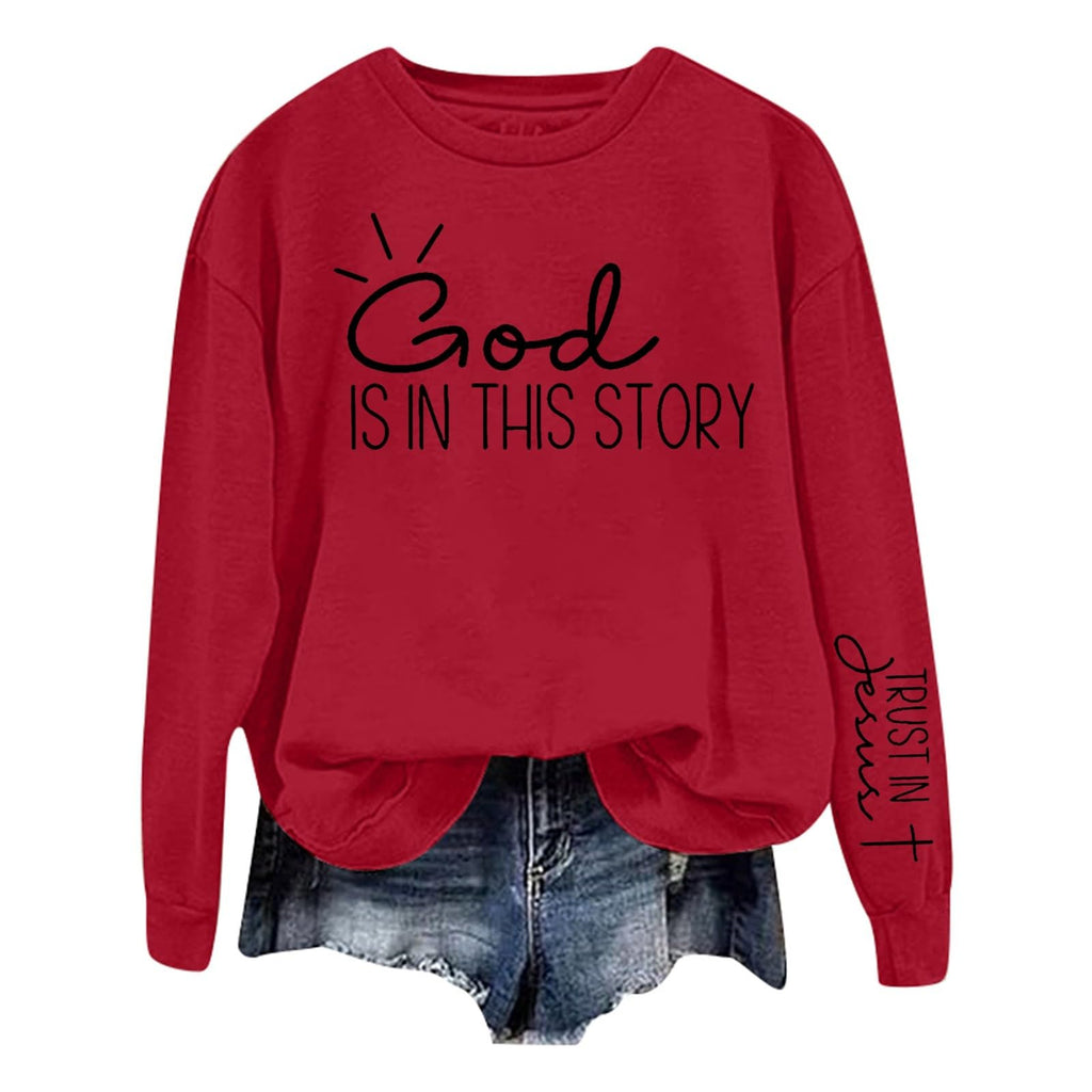 Women Crewneck Graphic Long Sleeve Faith Sweatshirt