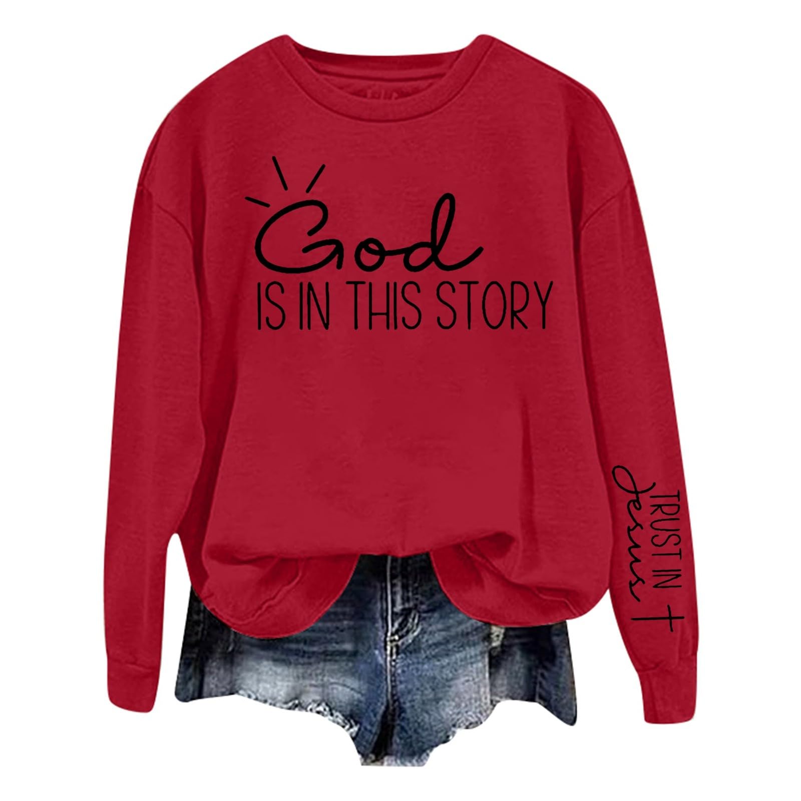 Women Crewneck Graphic Long Sleeve Faith Sweatshirt
